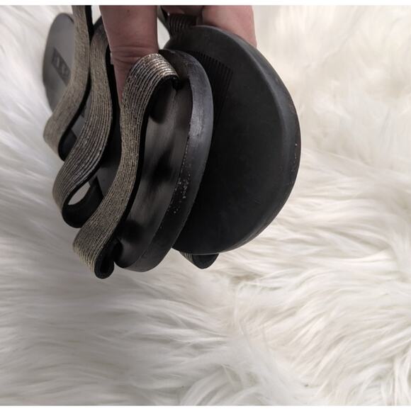 Anthropologie SOL Sana Gold Black Slide Sandal 8.5 - Picture 8 of 9